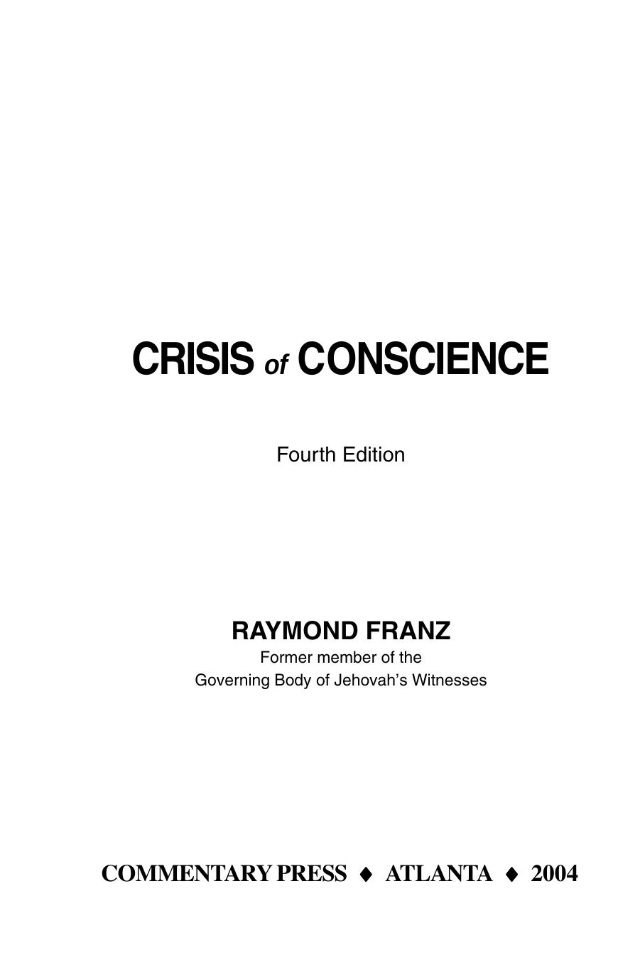 Crisis of Conscience by Raymond Franz free ebooks download